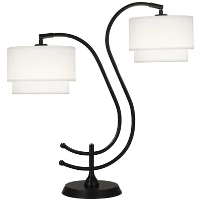 Robert Abbey Charlee Black Double-arm Table Lamp With White Shades