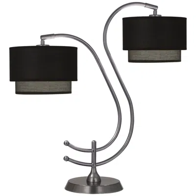 Robert Abbey Charlee Gray Double-arm Table Lamp With Black Shades