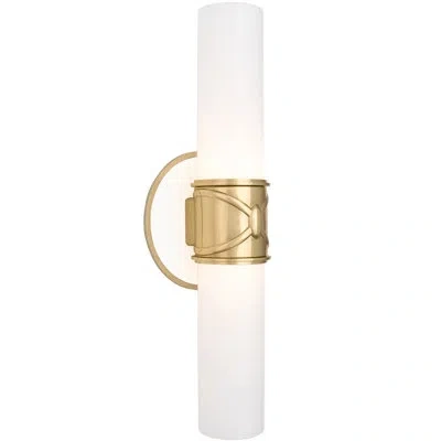 Robert Abbey Chase 2-light Wall Sconce - Polished Nickel, Polished Cas White - In Brass