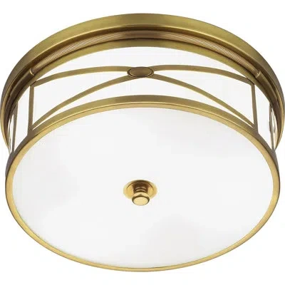 Robert Abbey Chase 3 - Light 14" Unique/statement Drum Flush Mount In Antique Brass