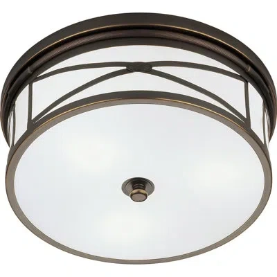 Robert Abbey Chase 3 - Light 14'' Unique/statement Drum Flush Mount In Deep Patina Bronze