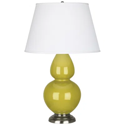 Robert Abbey Citron And Silver 31" Double Gourd Ceramic Table Lamp