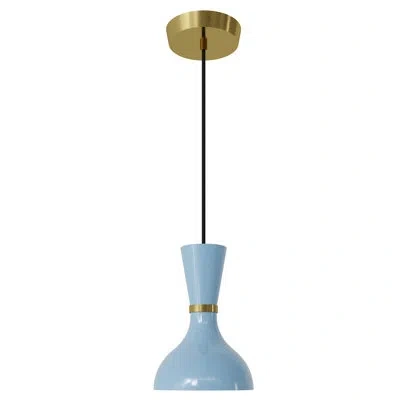 Robert Abbey Clare 1 - Light Bell Pendant In Baby Blue,modern Brass