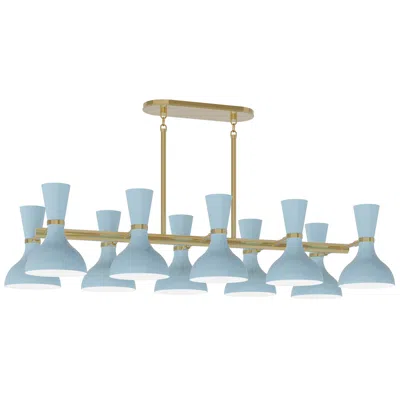 Robert Abbey Clare 45.75" Wide 10-light Modern Brass Chandelier With Baby Blue Shade