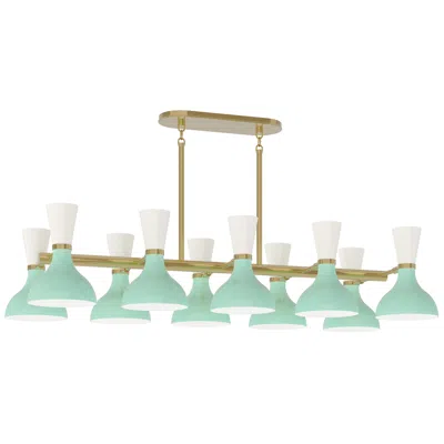 Robert Abbey Clare 45.75" Wide 10-light Modern Brass Chandelier With Mint And Lily Shade