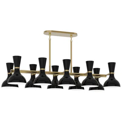 Robert Abbey Clare 45.75" Wide 10-light Modern Brass Chandelier With Obsidian Shade