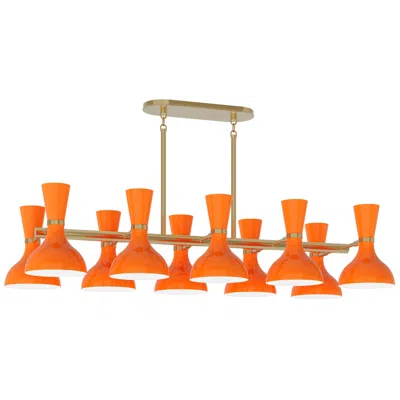 Robert Abbey Clare 45.75" Wide 10-light Modern Brass Chandelier With Pumpkin Shade