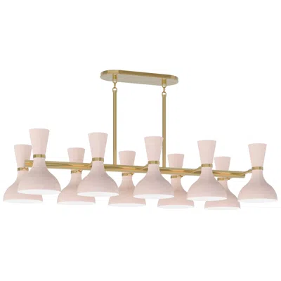 Robert Abbey Clare 45.75" Wide 10-light Modern Brass Chandelier With Rose Water Shade
