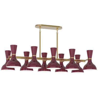 Robert Abbey Clare 45.75" Wide 10-light Modern Brass Chandelier With Sugar Plum Shade