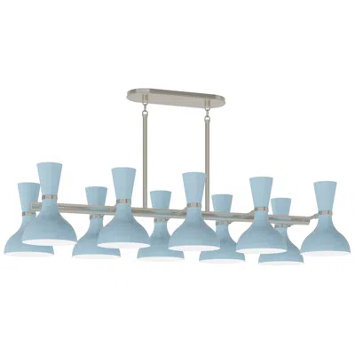 Robert Abbey Clare 45.75" Wide 10-light Polished Nickel Chandelier With Baby Blue Shade