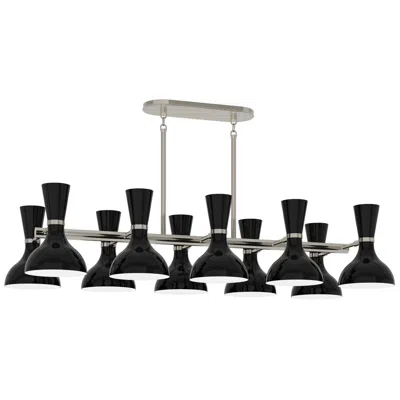 Robert Abbey Clare 45.75" Wide 10-light Polished Nickel Chandelier With Obsidian Shade