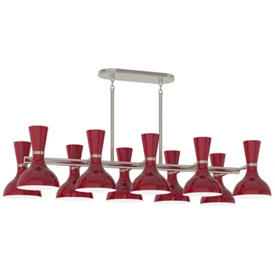 Robert Abbey Clare 45.75" Wide 10-light Polished Nickel Chandelier With Oxblood Shade