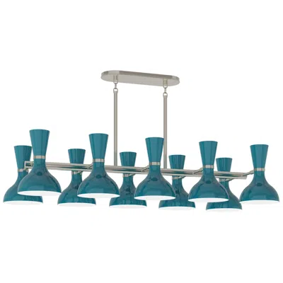 Robert Abbey Clare 45.75" Wide 10-light Polished Nickel Chandelier With Peacock Shade