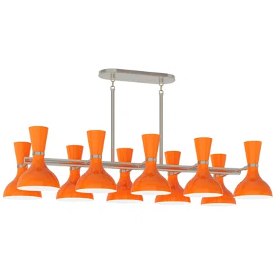 Robert Abbey Clare 45.75" Wide 10-light Polished Nickel Chandelier With Pumpkin Shade
