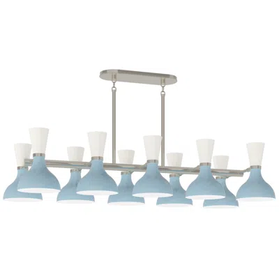 Robert Abbey Clare 45.75"w 10-light Polished Nickel Chandelier W/ Baby Blue & Lily Shade