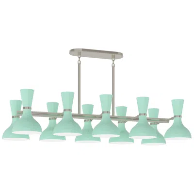Robert Abbey Clare 54.75" Wide 10-light Polished Nickel Chandelier With Mint Shade