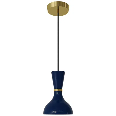 Robert Abbey Clare 7" Wide Modern Brass Finish Pendant With Midnight Blue Shade