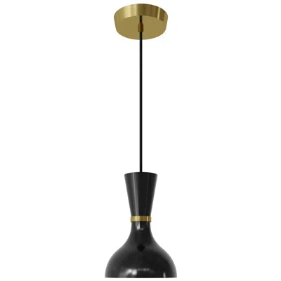 Robert Abbey Clare 7" Wide Modern Brass Finish Pendant With Obsidian Shade