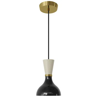 Robert Abbey Clare 7" Wide Modern Brass Finish Pendant With Obsidian/bone Shade