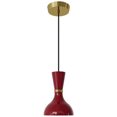 Robert Abbey Clare 7" Wide Modern Brass Finish Pendant With Oxblood Shade