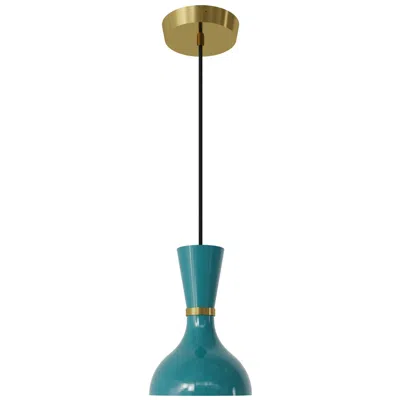 Robert Abbey Clare 7" Wide Modern Brass Finish Pendant With Peacock Shade