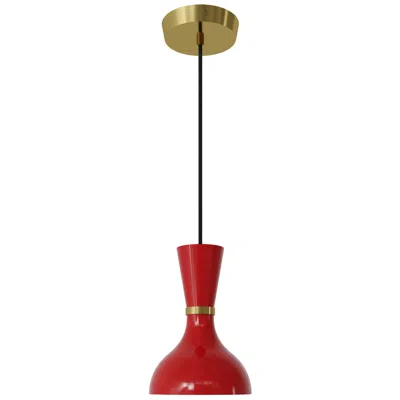 Robert Abbey Clare 7" Wide Modern Brass Finish Pendant With Ruby Red Shade