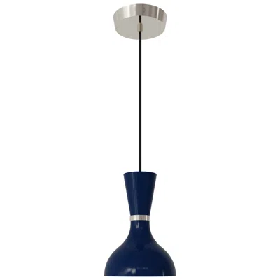 Robert Abbey Clare 7" Wide Polished Nickel Finish Pendant With Midnight Blue Shade