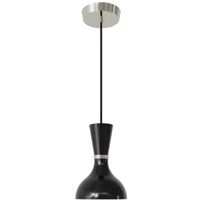 Robert Abbey Clare 7" Wide Polished Nickel Finish Pendant With Obsidian Shade