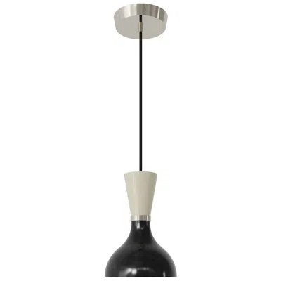 Robert Abbey Clare 7" Wide Polished Nickel Finish Pendant With Obsidian/bone Shade