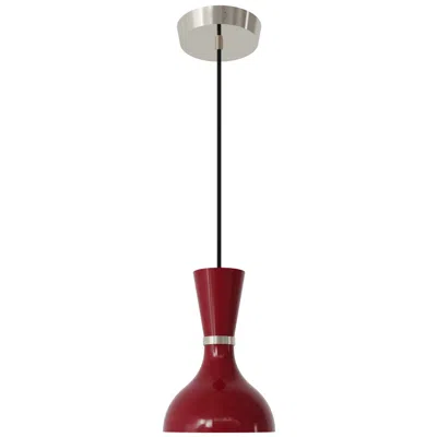Robert Abbey Clare 7" Wide Polished Nickel Finish Pendant With Oxblood Shade