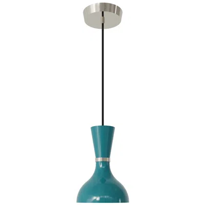 Robert Abbey Clare 7" Wide Polished Nickel Finish Pendant With Peacock Shade