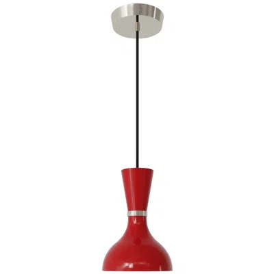 Robert Abbey Clare 7" Wide Polished Nickel Finish Pendant With Ruby Red Shade