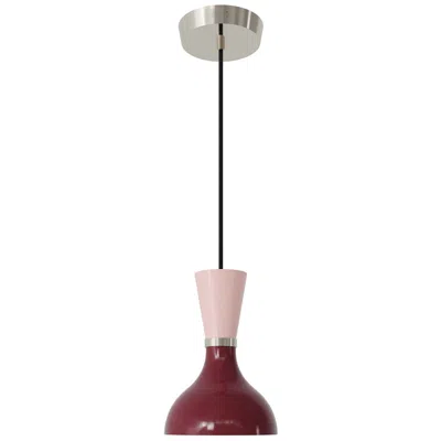 Robert Abbey Clare 7" Wide Polished Nickel Pendant With Sugar Plum/rose Water Shade