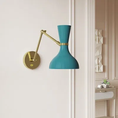 Robert Abbey Clare Plug-in Armed Sconce In Modern Brass,midnight Blue