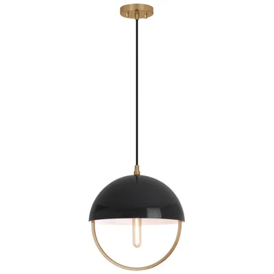 Robert Abbey Copernica 12.25"w Lacquer Burnish Brass And Black Paint Metal Pendant