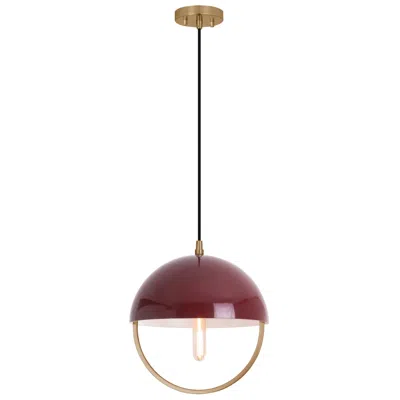 Robert Abbey Copernica 12.25"w Lacquer Burnish Brass And Oxblood Metal Pendant
