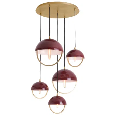 Robert Abbey Copernica 30"w Lacquer Burnish Brass And Oxblood Paint Pendant