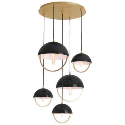 Robert Abbey Copernica 30"w Lacquer Burnish Brass And Piano Black Paint Metal Pendant