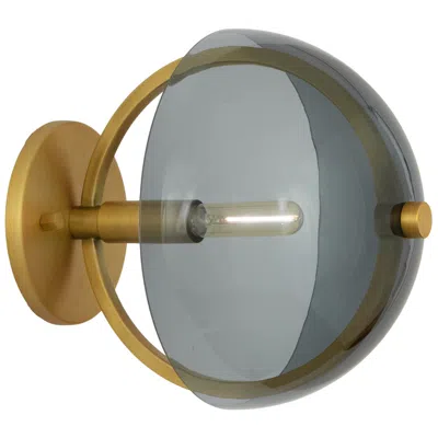 Robert Abbey Copernica 8.5"h Lacquer Burnish Brass And Smoke Wall Sconce