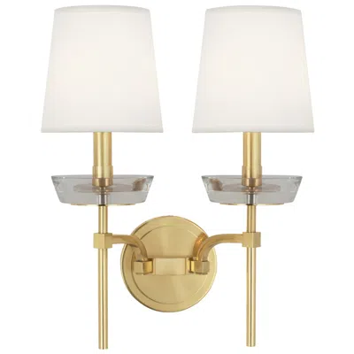 Robert Abbey Cristallo 18" High 2 Light Modern Brass And Lucite Cryst Wall Sconce