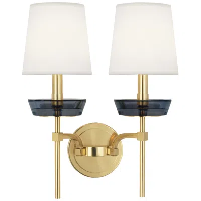 Robert Abbey Cristallo 18" High 2 Light Modern Brass And Smoke Cryst Wall Sconce