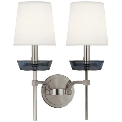 Robert Abbey Cristallo 18"h 2 Light Polished Nickel And Smoke Cryst Wall Sconce