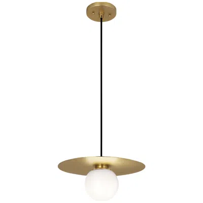 Robert Abbey Dal Pendant 13" Hammered Brass   Finish White Glass Shade