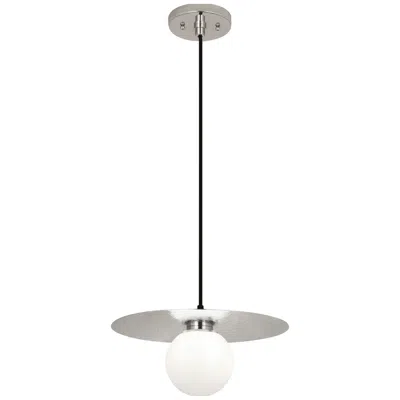 Robert Abbey Dal Pendant Polished Nickel Finish With White Glass Shade