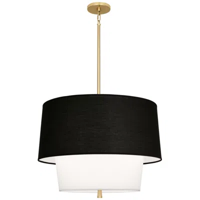 Robert Abbey Decker 24" Wide Modern Brass Pendant With Raven Black And White Shade