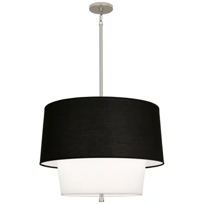 Robert Abbey Decker 24"w Polished Nickel Pendant With Raven Black And White Shade