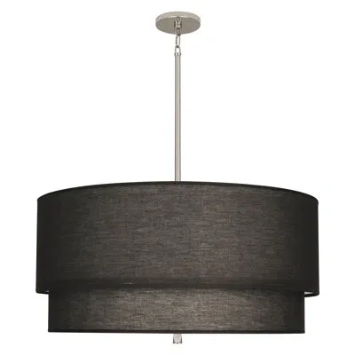 Robert Abbey Decker 3 - Light Shaded Drum Chandelier In Polished Nickel,raven Black