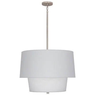 Robert Abbey Decker 3 - Light Unique Geometric Pendant In Polished Nickel,pearl Gray