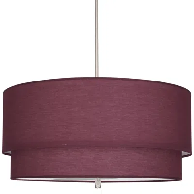Robert Abbey Decker 30"w Polished Nickel And Vintage Wine Pendant In Burgundy