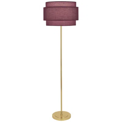 Robert Abbey Decker Brass Floor Lamp W/ Vintage Wine Shade In Burgundy